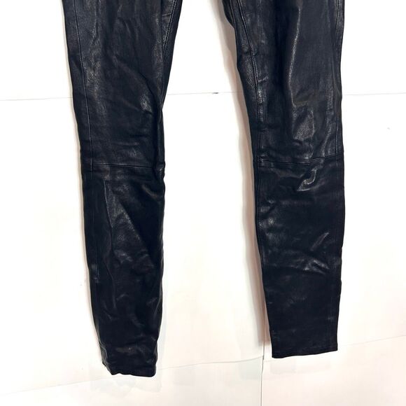 J Brand Jeans Womens 26 Black Dyed Stretch Lamb Leather Skinny High Rise Pants - Picture 14 of 16